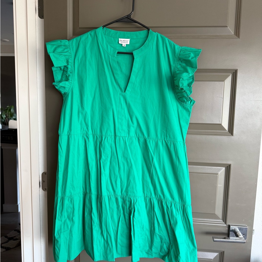 Shop the Mint Ruffle Sleeve Dress